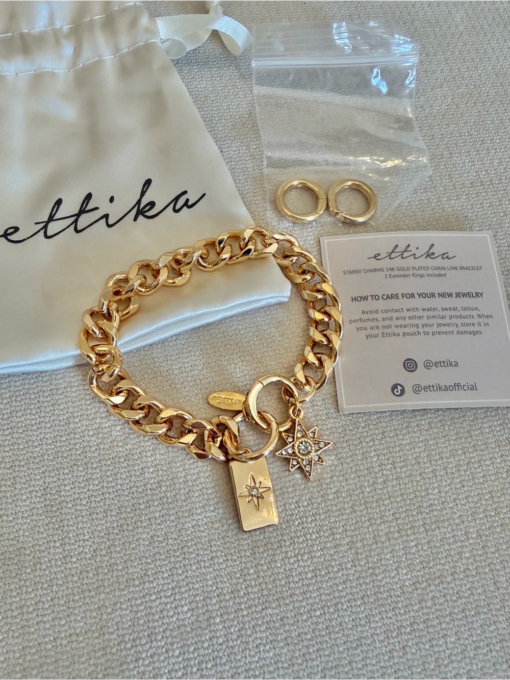 ettika Gold Star & Tag Charm Chunky Chain Bracelet
